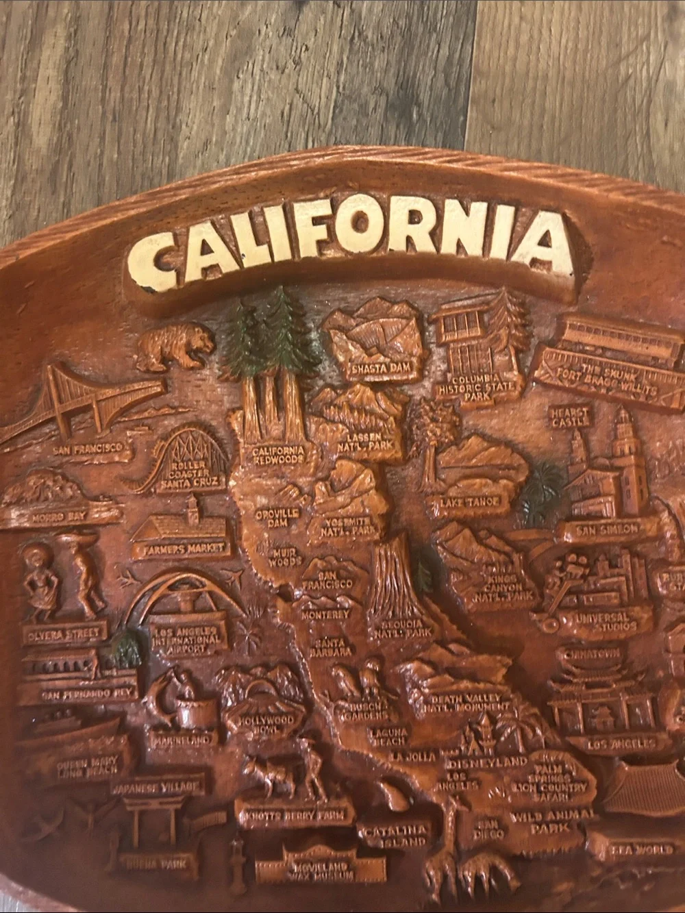 Vintage Asmco California Embossed Leather Trinket tray wall decor also’
